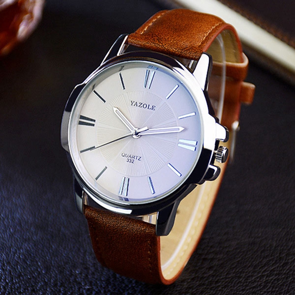 White Face Watch Mens | Brown Leather Belt